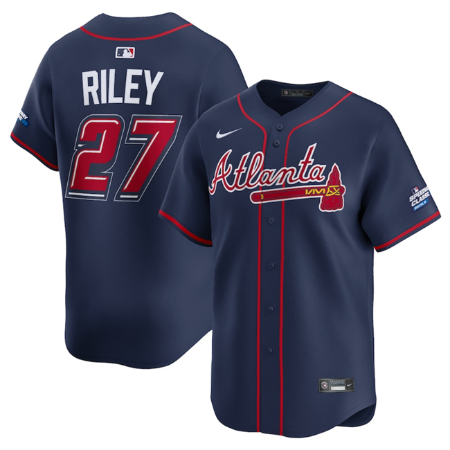 Men's Navy Atlanta Braves #27 Austin Riley 2025 Speedway Classic Alternate Limited Stitched Baseball Jersey